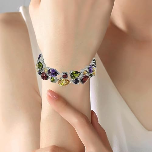 Fashion Gemstone Silver Bracelets, Silver Jewelry for Women Bracelet, Amethyst Garnet Morganite Peridot Women Jewelry Bracelets3