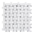 Tenedos Carrara Basketweave Polished Marble Mosaic Tile 12x12 in for Kitchen Backsplash Bathroom Wall Shower Floor Fireplace Accent Natural Stone (5 Sheets)
