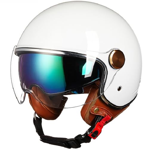 Casco jet vintage con doble visor y pantalla transparente de gran visión