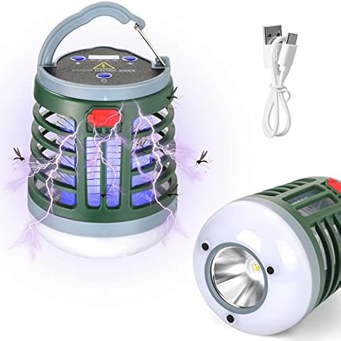 Lyneun 2 in 1 Rechargeable Camping Lights, Tent Light with 3 Lighting Modes, IPX4 Waterproof Flashlight Bug Zapper with Hooks for Indoor, Outdoor, Garden Cover
