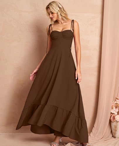 Image of GLNEGE Women's Summer Corset Wedding Guest Maxi Dress Spaghetti Strap Ruffle Formal Dresses Flowy A Line Tea Party Sundress
