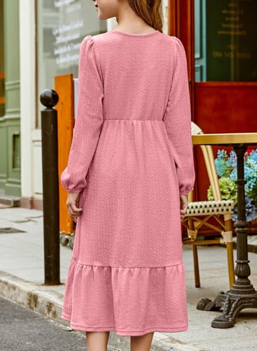 blibean Tween Girls 2025 Fall Dresses Kids Rib Knit Dress Size 6-15 Years3