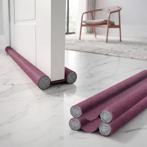 Image of Door Draft Stopper PVC Size 42Inch | Under Door Dust & Noise Blocker | Cold & Heat Insulation Strip | Door Gap Sealer for Home Doors & Windows | Easy Install | Red | Pack of 2
