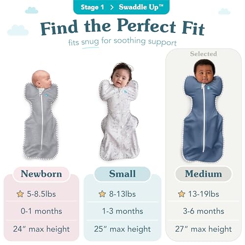 Image of Love to Dream Swaddle Up Original, Arms Up Position, Light and Ultra Breathable Cotton - Wearable Blanket - 1.0 TOG - (20-24C) Ideal for Moderate Temps, Medium 13-19lbs, Moon Olive