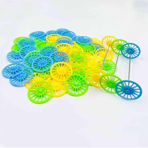 60PCS Vintage Plastic Wheels 37mm Model Toy Wheel with 30PCS Shaft Round Rod Axles for RC Car Truck Airplane DIY Model Toy Accessories (2x37MM)