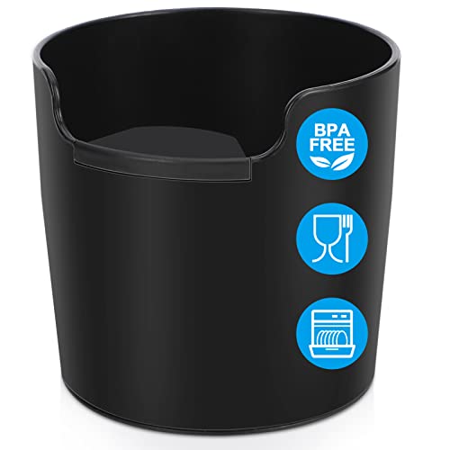 QUUREN Coffee Knock Box 4.8 Inch Espresso Knock Box with Removable Non-Slip Base Shock-Absorbent and Durable Knock Box for Espresso Coffee Grounds, Professional Coffee and Espresso Accessories (Black)