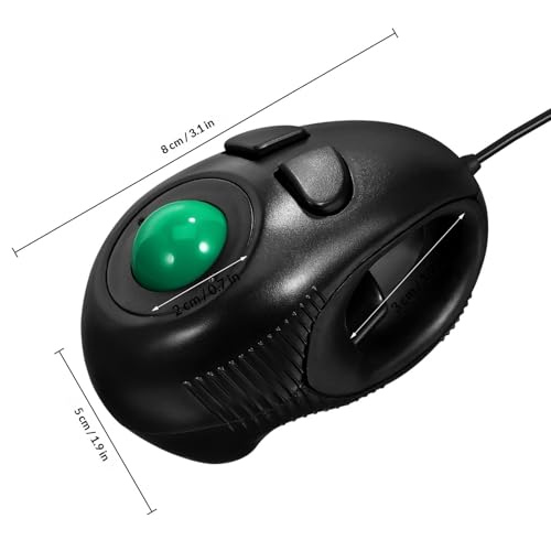 Ratón trackball 4d SHERCHPRY con cable, mini diseño de plástico duro y 3 botones para escritorio 2