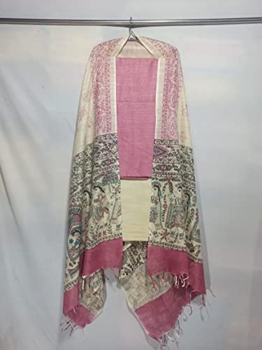 Image of ZERATEX Cotton Silk Hand Crafted Unstitched Suit Set for Women with Dupatta | Cotton Silk Salwar Suit Dress Material for Women & Girls | Top - 2.5 M, Bottom - 2.50 M & Dupatta - 2.5 M