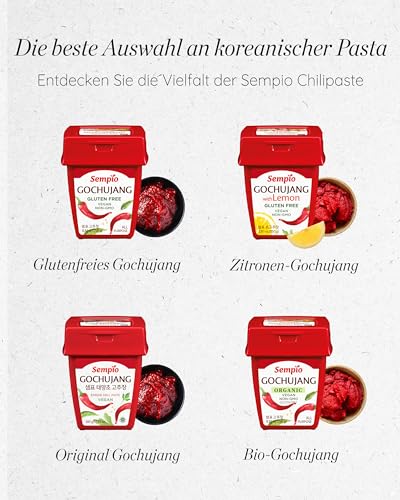Sempio Gochujang (250g) - Koreanische Chili-Paste, süß, sauer, herzhaft & würzig. Rote Pfeffersauce für Tteokbokki, koreanisches Essen. Vegan, Nicht-GVO