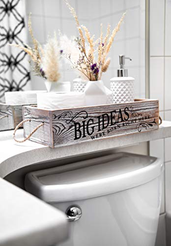Bathroom Decor Box, 2 Sides With Funny Sayings -Perfect For Farmhouse Bathroom Decor, Rustic Bathroom Decor, Funny Toilet Paper Holder - Rustic White #TOP1