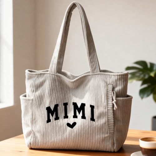 Bolso para mamá Tote de pana blanco miniatura 7