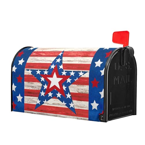 Image of Patriotic Star American Flag Magnetic Mailbox Cover Standard Size 21 inchx18 inch 4th of July Independence Day Mailbox Deacal Covers Farmhouse Rustic Welcome Post Letter Box Wrap for Home Garden Yard Outside