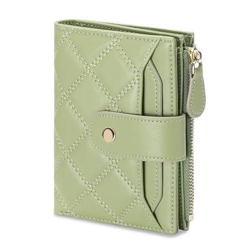 Portefeuille femme compact RFID SENDEFN en cuir véritable avec 9 fentes pour cartes