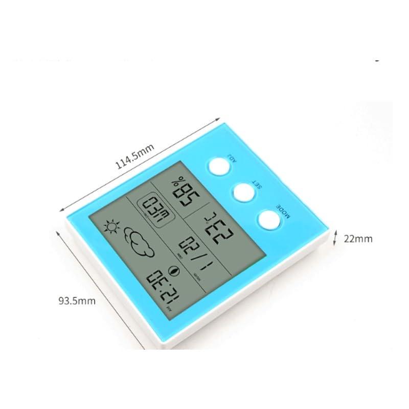 Digital Temperature Humidity Meter with Alarm Clock for Indoor Use in Household Applications