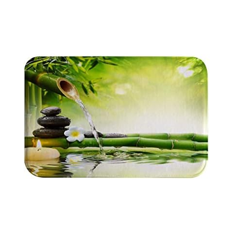 izielad Zen Bambus Blume Stein Kerze Wasser Badematte Badewanne Matte Duschmatte Badematten Cover