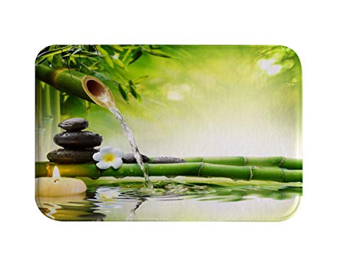 izielad Zen Bambou Fleur Pierre Bougie Tapis De Bain De Baignoire Tapis De Bain Tapis De Douche Tapis De Bain pour Baignoire Non Slip Tapis De Bain Tapis De Douche Non Slip 40x60cm 15.7x23.6 inch Cover