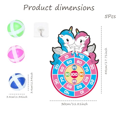 Image of Dart Game for Kids, Indoor Games for Kids with Unicorn Design, Target Board with Sticky Balls, Ball Game for Kids, Gift for Boys Age 8-10 Years, Soft Board for Hand Eye Coordination Training