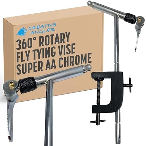 CREATIVE ANGLER - 360° Rotary Fly Tying Vise, Essential Fly Tying Tool for Fly Fishing, Holds Fly Tying Hooks Securely, Portable Fly Tying Equipment, Jig Tying Kit with Bench Clamp Cover