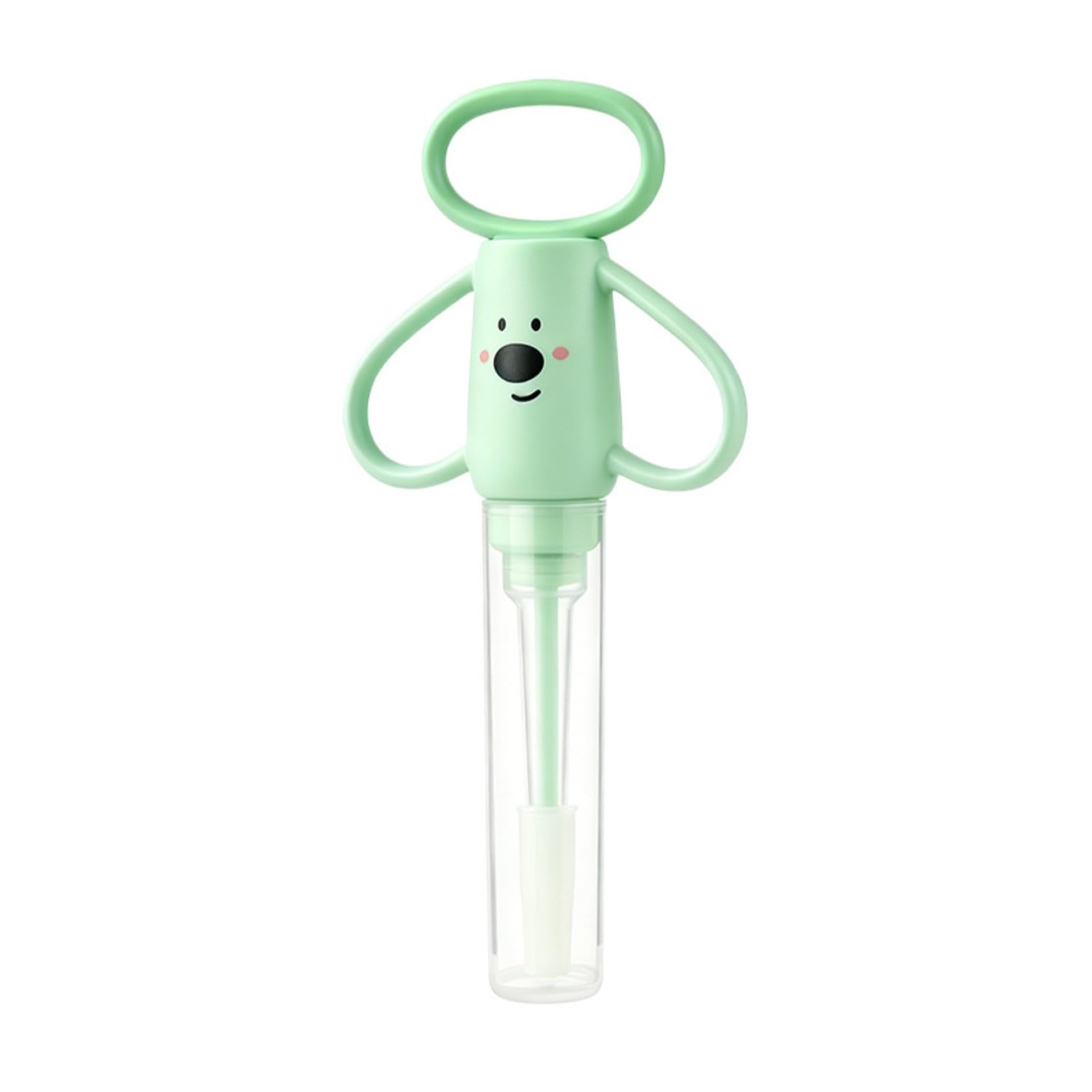 Generic Care Dispenser Somministratore Dosatore Alimentatore per Medicinali con Testa Morbida in Silicone Cilindro Trasparente Due Punte per Somministrazione , Verde