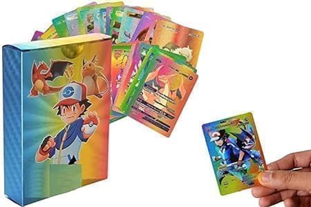 Image of Premium Pokemon Card Game Set - 55 Rare Unofficial VMAX GX VSTAR Cards | Shiny Battle Trading Cards For Kids & Collectors | Gift Pack (Rainbow)