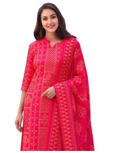 Ensemble Kurta femme en viscose imprimée avec pantalon et dupatta GoSriKi