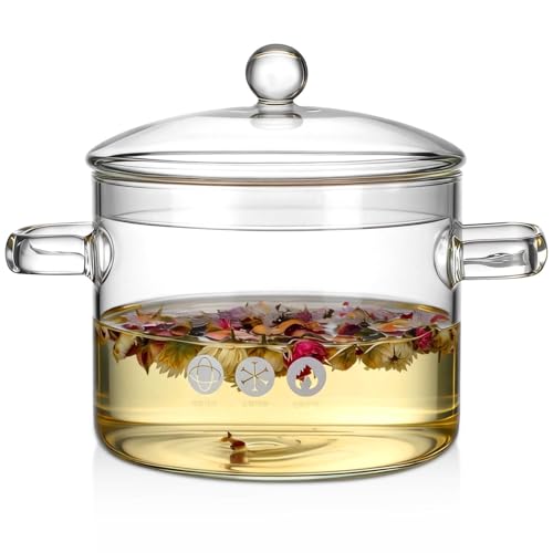 HOMOCONO Cuenco de Cocina de Vidrio Grueso Tapa 1350 Ml para Ramen y Sopa, Apto para Microondas y Congelador, Utensilios para Preparar Comida
