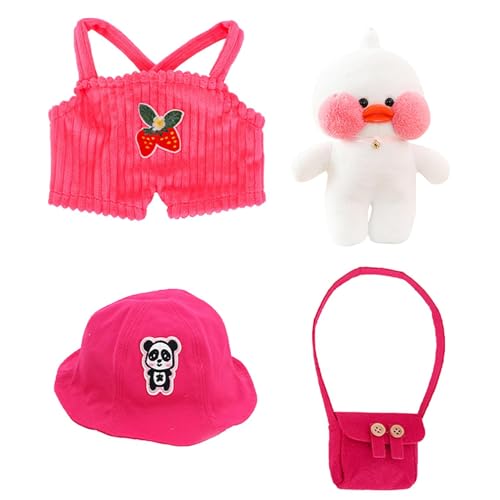 Genérico Pato de Peluche con Ropa y Sombrero, Juguete de Peluche de Pato de 30cm con Trajes y Accesorios, Ropa de Vestir diys para Pato de Peluche