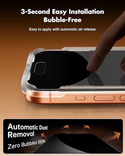 Image of UNBREAKcable Privacy Screen Protector for iPhone 17 Pro Max, Shatterproof Tempered Glass [True 28Anti Spy] [9H Hardness] [Easy Installation Frame] Private Protector for iPhone 6.9inch-2 Pack