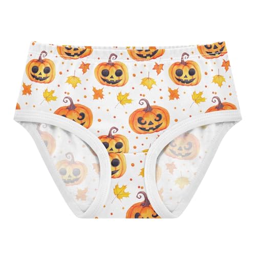 Joisal Watercolor Pumpkins Leaves Halloween Toddler Girls Underwear 2t Cotton Panties for Girl Pattern Briefs Kids Undies