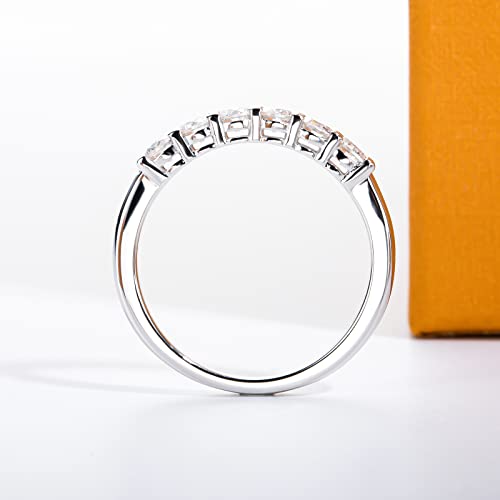 Moissanite Eternity Rings 0.6Cttw D Color Vvs1 Clarity Round Brilliant Cut Lab Grown Diamond S925 Sterling Silver 6 Stones Stackable Fake Wedding Band Anniversary Rings For Women With Certificate(8) #TOP5