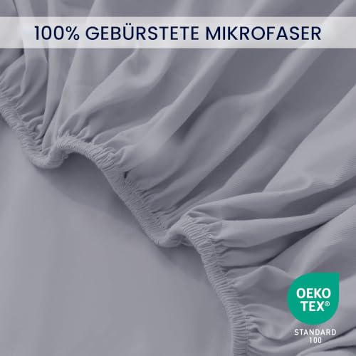 Spannbettlaken 160x200cm - Spannbetttuch Bettlaken Bettbezug (Hellgrau) – Ansicht 6