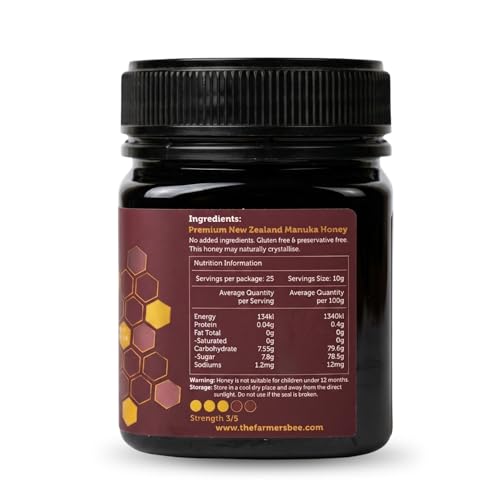 Image of THE FARMER'S BEE New Zealand Manuka Honey MGO 263+ (10+) | Monofloral Raw Honey | MGO Tested | Premium Imported Honey | Digestive Irritation Relief & Higher Antibacterial Strength | 250g