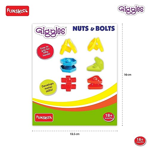 Giggles Funskool Giggles - Nuts And Bolts,Interlocking Educational Blocks,Shape&Colours,18 Months&Above,Infant And Preschool Toys,Multicolor