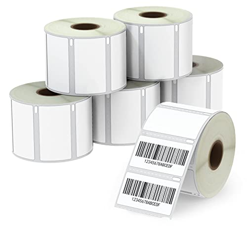 Betckey - Compatible Dymo 30334 (2-1/4" X 1-1/4") Multipurpose Barcode/Fnsku Labels, Perforated, Compatible With Dymo Labelwriter 450, 4Xl, Rollo & Zebra Desktop Printers [6 Rolls/6000 Labels] #TOP9