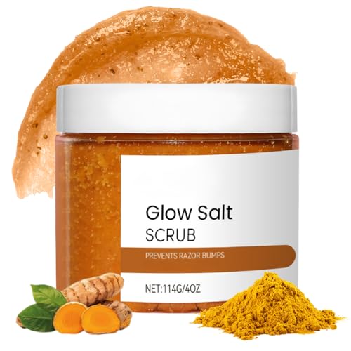 Turmeric Body Scrub, Exfoliating Body Scrub with Sea Salt, Body Exfoliator Scrub for Deep Cleansing, Hydrating Dead Skin Remover for Body, Improves Dullness & Brigh_tens Skin, Body Skin Care, 114g