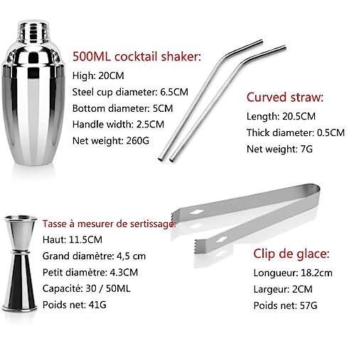 Set de Coctelera 550 ml con Accesorios para Bartender miniatura 4