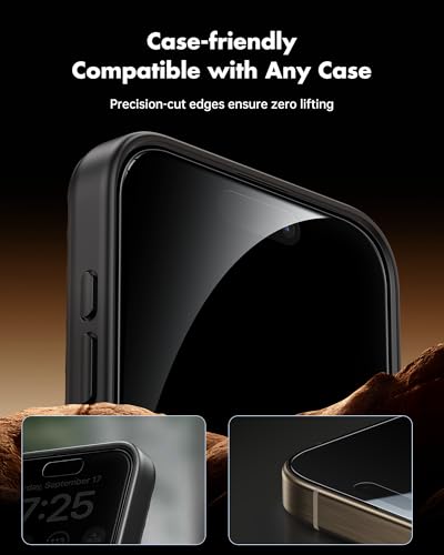 Image of UNBREAKcable Privacy Screen Protector for iPhone 15 Pro Max, Shatterproof Tempered Glass [True 28Anti Spy] [9H Hardness] [Easy Installation Frame] Private Protector for iPhone 15 Pro Max 6.7 inch-2 Pack