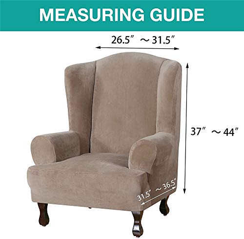 Funda de terciopelo para silla de ala que renueva su salón gris pardo 7