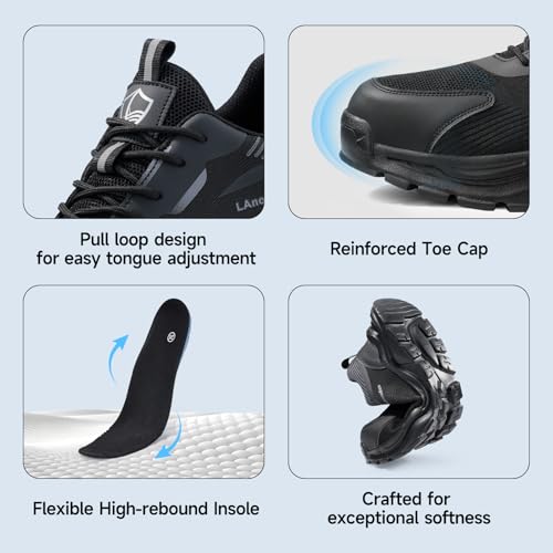 Image of Steel Toe Shoes for Men, Lightweight Safety Work Shoes, Breathable Puncture-Resistant Work Shoes for Warehouse, Factory and Light Construction