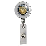 Grammar Police Badge Funny Retractable Reel Chrome Badge ID Card Holder Clip