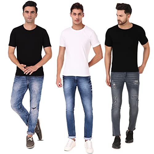 Image of Men's Plain Tshirt | Any Time Wear | Black & White Tshirt |Regular fit Half Slevees Round Neck Pure Cotton Black & White Tshirt | Pack of 2 | Pack of 3
