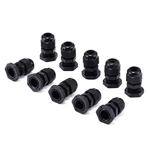 Wire & Cable Connectors 10PCS PG9 Nylon Plastic Waterproof Cable Glands Connectors Joints Cable Range 4-8mm Black/White for Machine Control Box - (Color: Black)