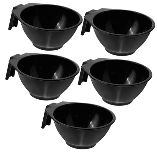 ERINGOGO 5 Pièces Bol de Teinture Cheveux Plastique Robuste Bol de Mélange Professionnel pour Salon Kit DIY Soin Capillaire Pratique et Facile à Nettoyer Noir