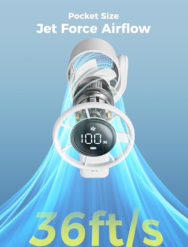 Image of Aecooly Ultra-Pocket Portable Handheld Turbo Fan, 5 Gear Jet Force Airflow, Up to 15 Working Hours, USB Rechargeable Personal Battery Operated Mini Fan, for Travel /Outdoor /Vacation /Concerts -White
