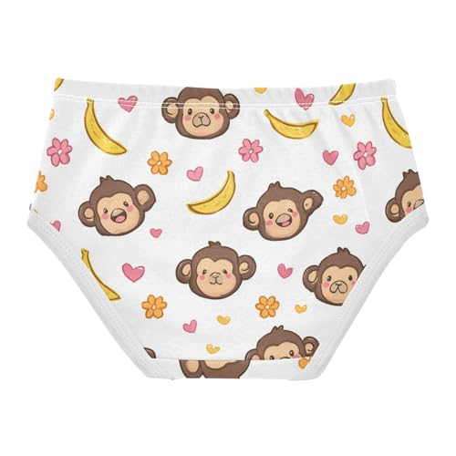 Wusikd Cute Monkey Girls' Underwear Cotton Banana Flowers Girls Briefs Soft Toddler Underwear 2T2
