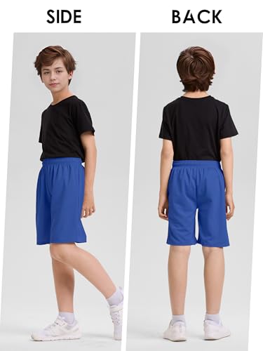 Resinta 5 Pack Boys Athletic Shorts Youth Kids Active Gym Basketball Shorts Soccer Quick Dry with Pockets Elastic Waist4