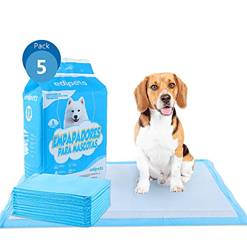 Edipets, Empapadores Perros, 60x60 cm, (100 Unidades), Alfombrillas Higiénica Desechables para Mascotas, Toallitas de Entrenamiento y Adiestramiento, Absorbentes,Resistente a Prueba de Fugas