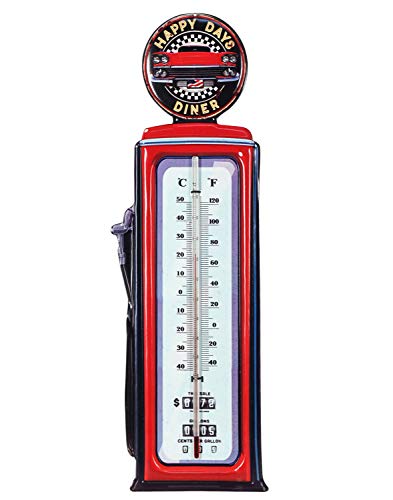 Thermomètre vintage métal XL, Modèle Station Essence Rouge USA, H 48 cm Cover