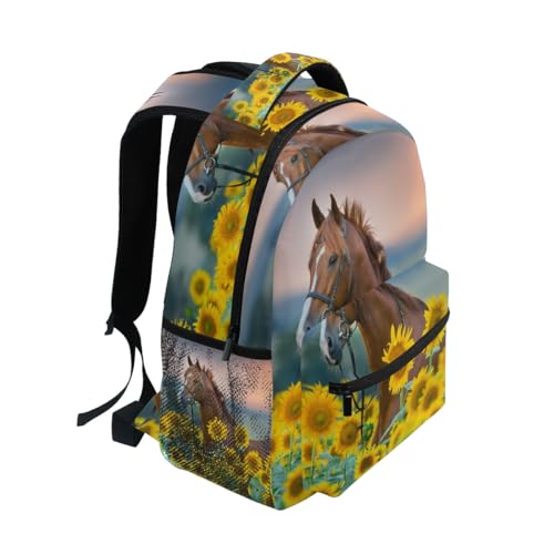 Horse Sunflowers Backpacks For Kids School Backpack Shoulder Bag Bookbag Big For Boys Girls Student Elementary2