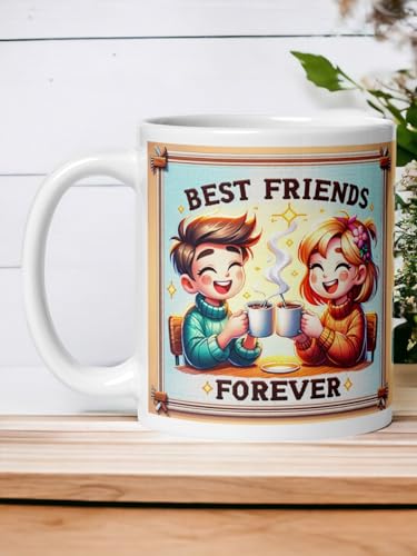 Image of Better Gift Flowers Best Friends Forever Mug, Round Shaped Multicolor Themed Coffee Mugs, Mug for Gifting, Gifting Items for Family, Friends & Closed Ones